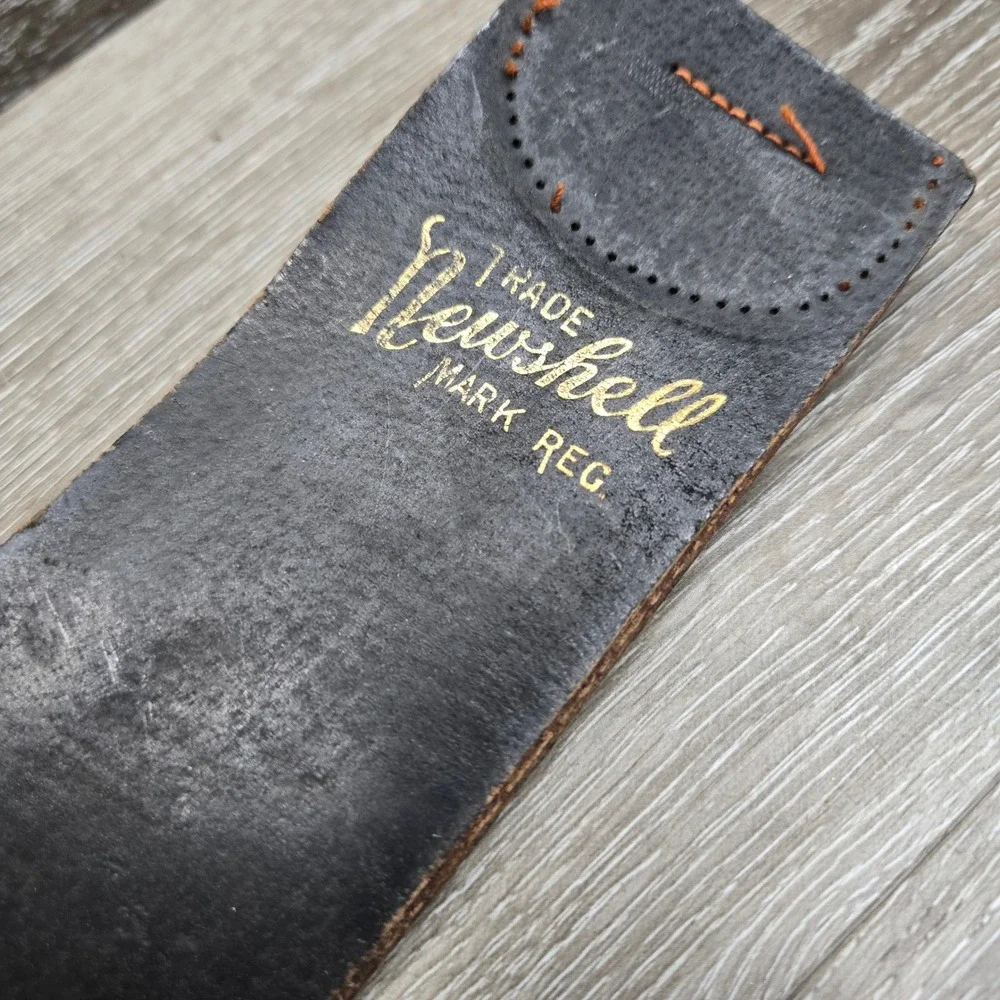 Vintage Newshell Leather Straight Razor Strop Velvet Touch Cut For Parts Repair